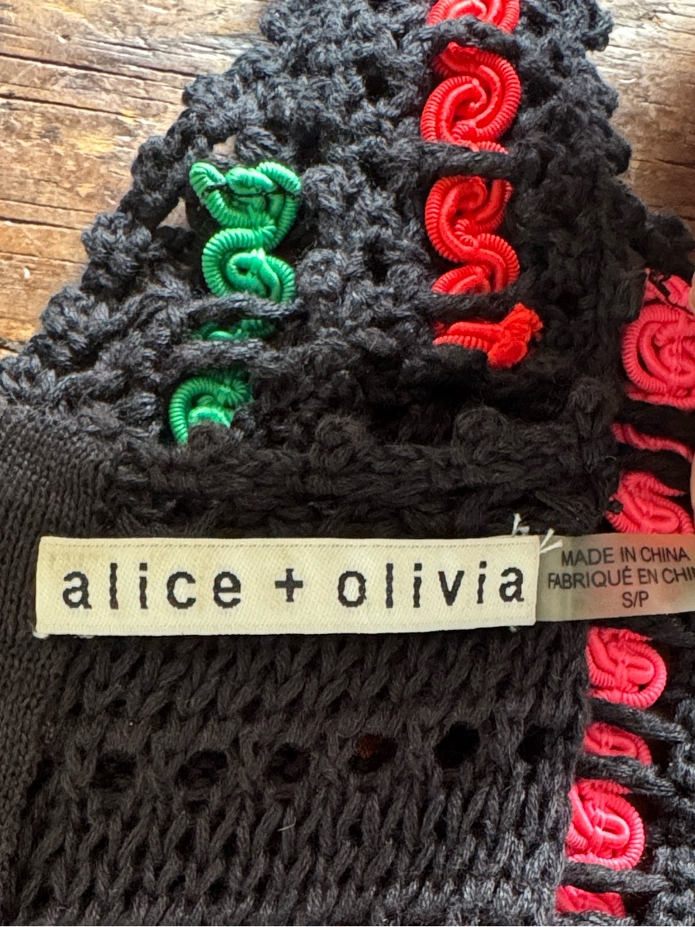 Alice + Olivia Lorri Crochet Tank Top Black / Multi Size S - Picture 13 of 15